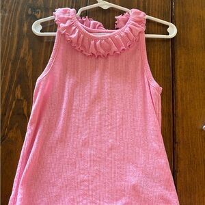Old Navy Pink Ruffle-Neck Knit Tank Top